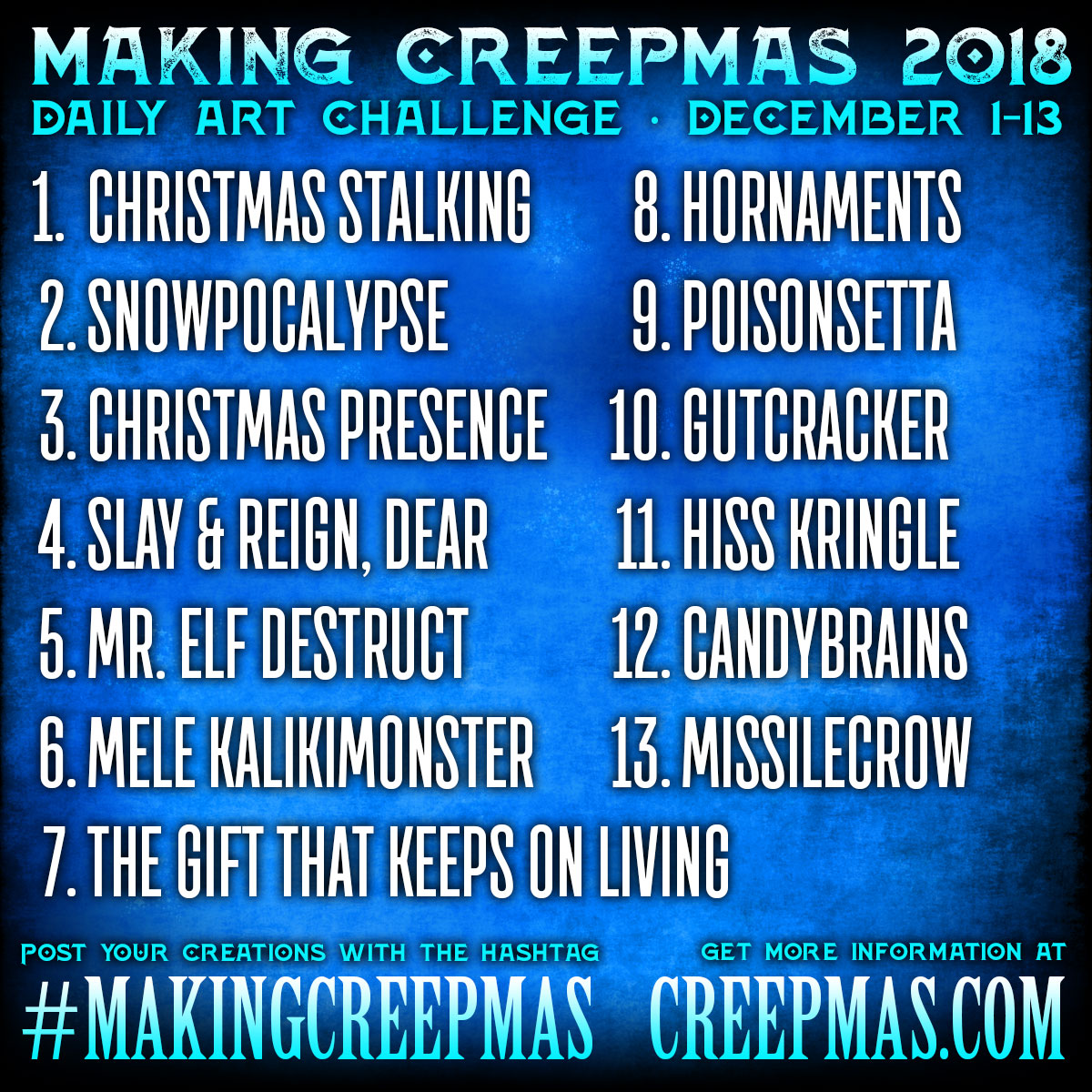 Making Creepmas 2017 Prompt List